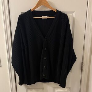 Topman Black Ribbed Cardigan Sweater